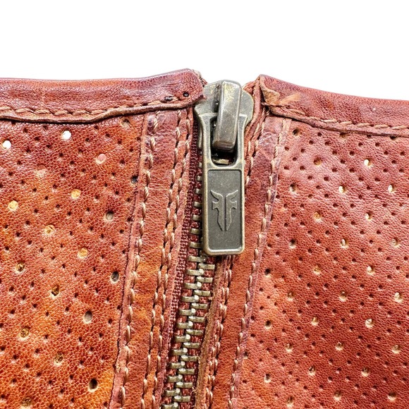 Frye | Women | Melissa Whiskey Perforated Leather Ankle Booties | Size 5.5 M - Picture 9 of 16